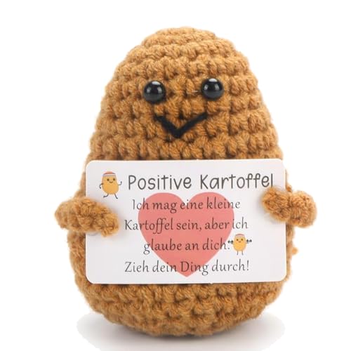 Yefun Positive Kartoffel, Mutmacher Geschenk Pocket Hug Kartoffel, Kreative Strickwolle Potato Glücksbringer Mutmacher Geschenke für Frauen,Motivationsgeschenke Fur Geburtstagsgeschenk (Dunkler) von Yefun