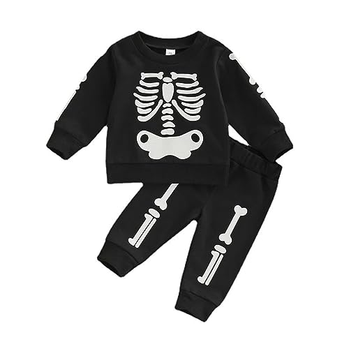 Yekdmxop Halloween-Kostüm für Kinder, Set Strampler Skelett-Druck, Top+Hose, Halloween-Kostüm, Unisex-Strampler, Jumpsuit für Kinder, Karneval, 0-24 Monate Yekdmxop Halloween-Kostüm für Kinder, Set Strampler Skelett-Druck, Top+Hose, Halloween-Kostüm, Unisex-Strampler, Jumpsuit für Kinder, Karneval, 0-24 Monate von Yekdmxop