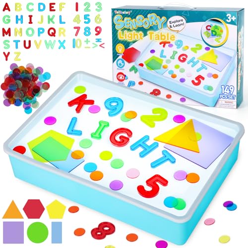 Yellcetoy Montessori Leuchttisch Kinder Sensory Play, Sensorik Autismus Spielzeug Light Box, Adhs Spielzeug für Kinder, Lustige Lernspiele ab 3 4 5 6 7 Jahre von Yellcetoy