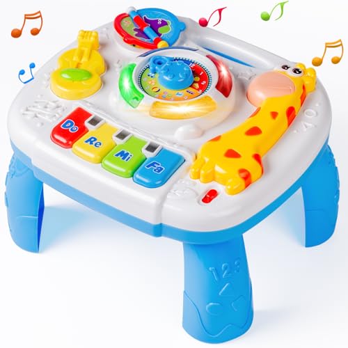Yellcetoy Spieltisch Musik ab Baby 6 9 12 Monate 1 Jahr, Spieltisch Activity Spielzeug, Musikspielzeug Lernspielzeug für Junge Mädchen Weihnachten Geschenke Weiß von Yellcetoy