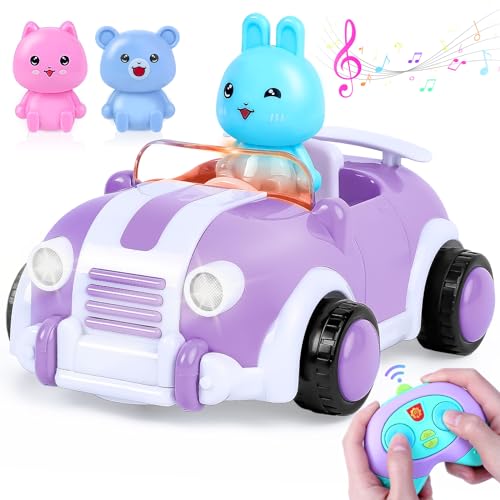 Yellcetoy Ferngesteuertes Auto Spielzeug ab 2 3 Jahre Mädchen，2,4Ghz Spielzeugauto mit Lichtern und Musik Geburtstag und Weihnachten Geschenke für Kinder Jungen Mädchen 2 3 4 5+ Violett von Yellcetoy