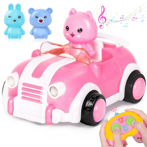 Yellcetoy Ferngesteuertes Auto Mädchen, Spielzeugautos ab 2 3 Jahre Auto mit 2,4Ghz Fernbedienung Lichtern und Musik Geburtstag und Weihnachten Geschenke für Kinder Jungen Mädchen 2 3 4 5+ Rosa von Yellcetoy