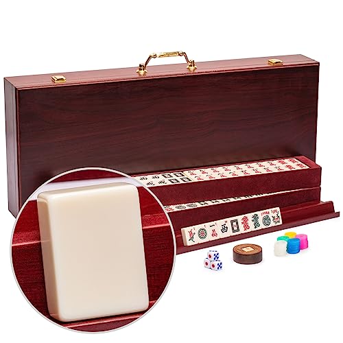 Yellow Mountain Imports Amerikanisches Mahjong-Set Der Klassiker - mit 166 Steinen, Vintage-Rosenholzfurnier-Gehäuse und Anderen Mahjong-Zubehör von Yellow Mountain Imports