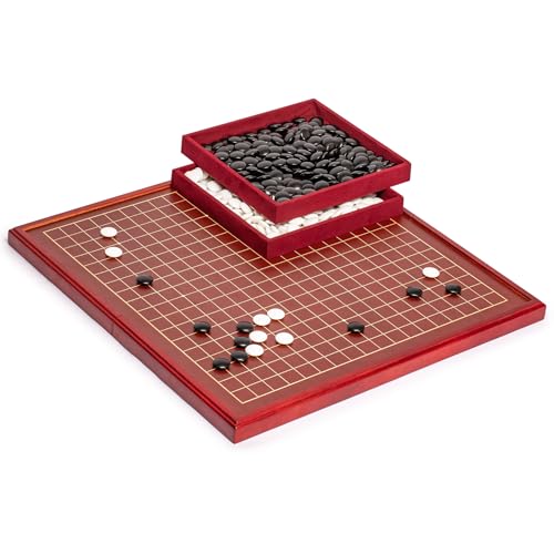 Yellow Mountain Imports Klappbares Go-Spielbrett mit Kirschholzmuster, 2cm, mit doppelt konvexen Melaminsteinen - Klassisches Strategiespiel (Baduk/Weiqi)[围棋/囲碁/바둑] von Yellow Mountain Imports