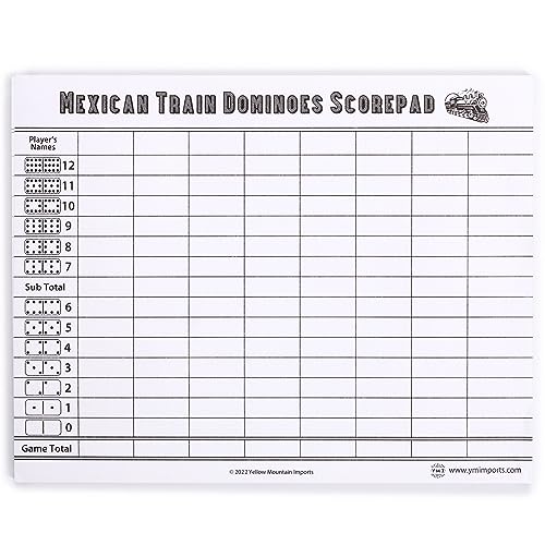 Yellow Mountain Imports Mexican Train Dominospiele Scorepad/Punkteblock - 50 Blatt von Yellow Mountain Imports