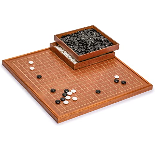 Yellow Mountain Imports Rosewood 1-Inch Folding Go Game Set Board with Double Convex Melamine Stones - Classic Strategy Board Game (Baduk/Weiqi) von Yellow Mountain Imports