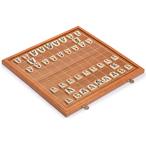 Yellow Mountain Imports Folding Wooden Shogi Japanese Chess Game Set with Traditional Koma Playing Pieces - 32.2 Centimeters von Yellow Mountain Imports