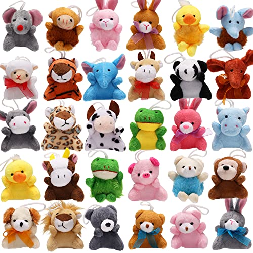 YeoNational&Toys Püschtier Kuscheltier 32 Stück kleine Tiere Schlüsselanhänger Kinderparty Spielzeug Set Geschenk für Jungen Mädchen Kinder Baby von YeoNational&Toys