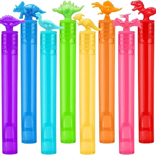 32Pcs Seifenblasen, Kinder Dino Spielzeug Seifenblasen Stäbe, Bunte Bubbles Seifenblasen Mitgebsel für Kindergeburtstag Hochzeit Garten Karneval Junge Mädchen Dinosaurier Party Geschenke von YeoNational&Toys