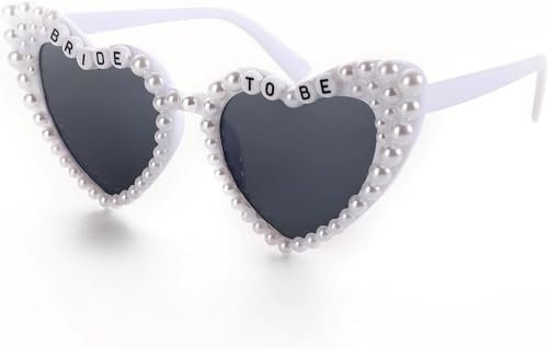 Yeooa Braut zu werdende Sonnenbrille Braut geschenke Junggesellen party Zubehör Sommer Hochzeit Sonnencreme Sonnenbrille Liebe herzförmige Brille (Eine Größe,Weiß) von Yeooa