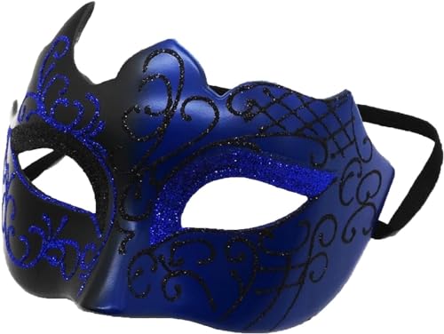 Yeooa Mens Maskerade Masken Halloween Kostüm Karneval Party Abschluss ball Masken Damen Theater Performance Pageant Cosplay Maskerade Masken Requisiten (Blau,Eine Größe) von Yeooa