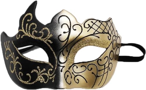 Yeooa Mens Maskerade Masken Halloween Kostüm Karneval Party Abschluss ball Masken Damen Theater Performance Pageant Cosplay Maskerade Masken Requisiten (Gold,Eine Größe) von Yeooa