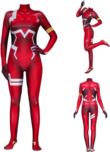 Yeooa Performance-Kostüme Halloween Party Jumps uits Rollenspiel 02 Null Zwei Anime Cartoon Red Tight Battle Suit Jumps uit (Rot,XL) von Yeooa