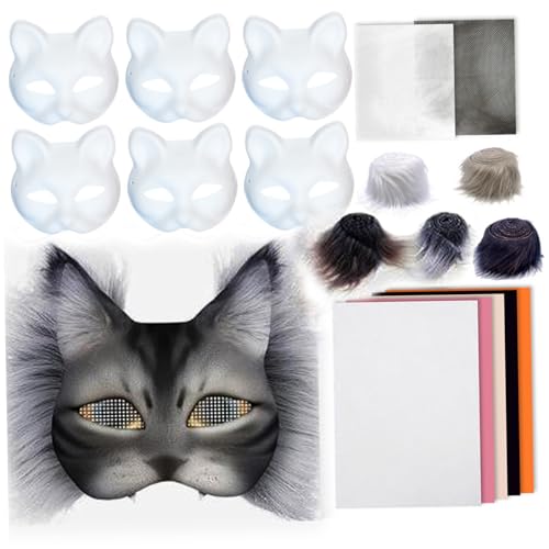 Therian Mask Set, 23pcs Katzenmasken -Kit mit Masken, Therian Cat Mask Kit, Diy leere Therian Maske für Maskerade von Yeory