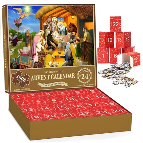 Yeory Weihnachtsab Adventskalender, 1008 Stück Puzzle, Puzzle für Erwachsene, Weihnachts -Countdown -Kalender von Yeory