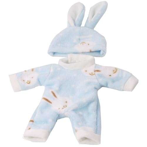 Yeory 12 Zoll Puppenkleidung, weicher Plüsch-Overall mit Hasenmütze, Babypuppen-Kleidungsset, Babypuppen-Zubehör von Yeory