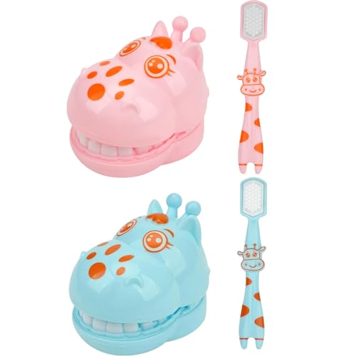 Yeory 2pcs Zähnemodell zum Unterrichten von Kindern, Cartoon Giraffe Demonstration mit Zahnbürste, hygienische Gewohnheit Kultivierung Kinder Zahnarztspiel für Kinder, Zahnarzt von Yeory