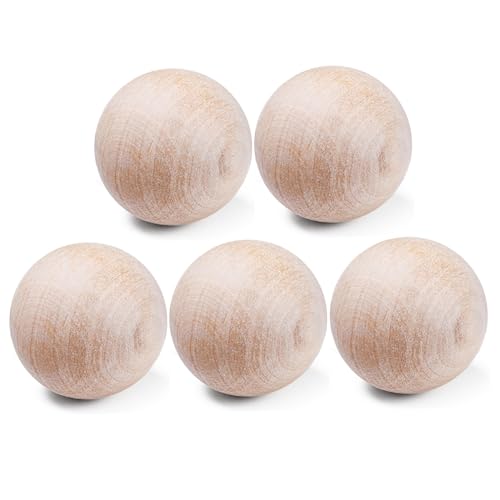 Yeory 5pcs Holzkugeln 2 Zoll Naturhandwerksbällchen Leicht & leicht zu kontrollieren Wiederverwendbare Feldhockeyball für Ice Street Hockey Play Drills DIY Craft Projects, Feldhockeyball von Yeory