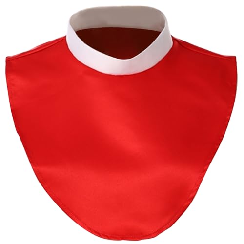 Yeory Abnehmbarer Kragen, 15 x 11 Zoll, weicher, bequemer Priesterkragen, Unisex-Klerikerkragen mit Einsatz, waschbarer Dicky-Kragen, rot, Dicky-Kragen für Kostüme, Kirche, Chor von Yeory