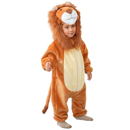 Yeory Baby Löwen Kostüm niedlich Kapuze Kleinkind Löwen Kostüm Langarm Flanell Löwen Onesie Kids Kleid Kostüme Größe 80 von Yeory