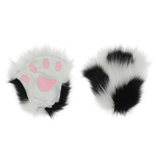 Yeory Cat Paws Plüschfingerlose pelzige Pfoten Anime Cosplay 7.9x6.7 In Fox Winter Therian Paws Katzenhandschuhe (Kuhkatze) von Yeory