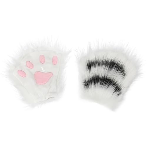 Yeory Cat Paws Plüschfingerlose pelzige Pfoten Anime Cosplay 7.9x6.7 In Fox Winter Therian Paws Katzenhandschuhe (Tabby -Katze) von Yeory