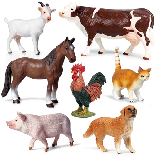 Yeory Farmtiere Figuren, 7pcs/festgelegte Farmtierspielzeug, Plastikstätten, dekorative Tierfiguren, Nutztiere von Yeory