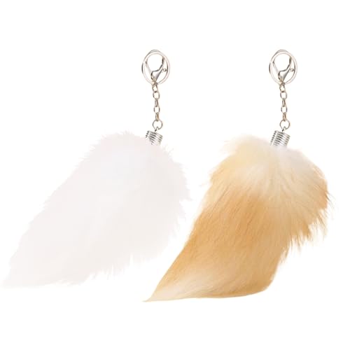 Yeory Fox -Schwanz, 2pcs Flauschiger Fuchsschwanzschlüsselkette, 11,4 -Zoll -realistischer Tierschwanz, pelziger Fuchsschwanz für Cosplay, Kunstpelzschwanz von Yeory