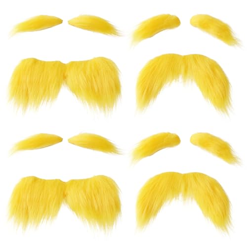 Yeory Gelbe Schnurrbart und Augenbrauen Set 4pcs Fake Bart ＆ Augenbrauen selbstklebend Funny Cosplay Kostümzubehör Cosplay-Zubehör von Yeory