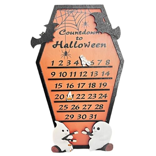 Yeory Halloween Advent Countdown -Kalender, Halloween -Adventskalender, COFTDOWN -Kalender von hölzernem Sargen mit beweglichen Blöcken, Sargkalender von Yeory