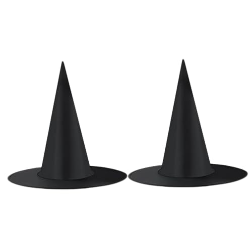 Yeory Halloween Hexenhut, 2PCS Black Hexenhut, Halloween -Partyhüte, schwarzer spitzer Zaubererhut, Halloween -Kostüm -Zaubererhüte, Hexenkostümzubehör von Yeory