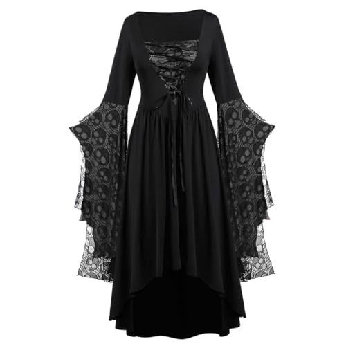 Yeory Halloween -Kleiderinnen, Gothic -Kleid -Schädelmuster, viktorianisches Kleid für Frauen, Schwarze mittelalterliche Renaissance -Kleid 3XL von Yeory