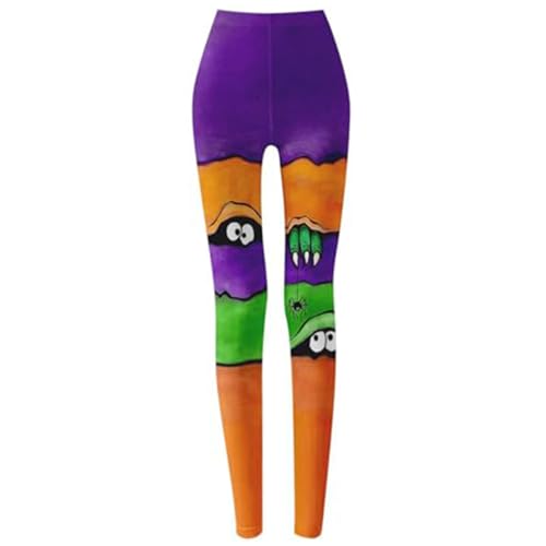 Yeory Halloween -Leggings, farbenfrohe Polyester Halloween -Strumpfhosen, Frauen lustige Leggings, L Damen -Yogahosen, Halloween -Kostüm von Yeory