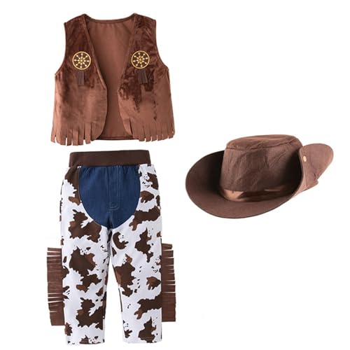 Yeory Kinder Cowboy -Kostüm, Cotton Cowboy -Kostüm, Kinder Cowboy -Set, Cowboy -Outfit für Jungen Größe 110 von Yeory