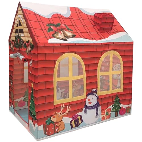 Yeory Kinderzelt, Weihnachts-Cartoon-Comic-Kinder Spielen Zelt mit Roll-up-Tür und Maschenfenstern, 42x29x47 Zoll Oxford Stoff Kinder Spielhaus Kinder Zelt Innenräume von Yeory