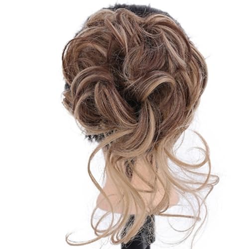 Yeory Lockiges Brötchen Haarstück, lockiges unordentliches Haarbrötchen Donut, Klaue Messy Bun Haarthöfe Clip, Hochsteckfrisur Ponytail Hair Extensions gemischt braun von Yeory