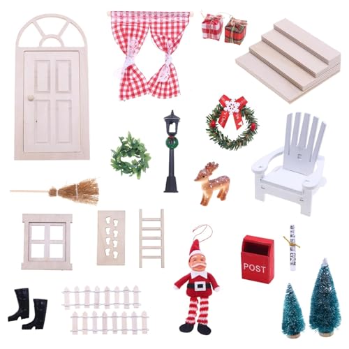 Yeory Miniatur -Ornament -Kits, 24PCS Dollhouse Weihnachtsdekorationen Set, Miniatur Weihnachtsfiguren, dekorative Miniaturszene für Weihnachten von Yeory