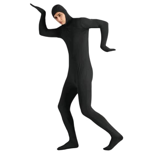 Yeory Schwarzes Kostüm, Ganzkörper schwarzer Morphenanzug mit offenem Gesicht, Bodysuit für Erwachsene XXL, dehnbares Halloween -Kostüm von Yeory