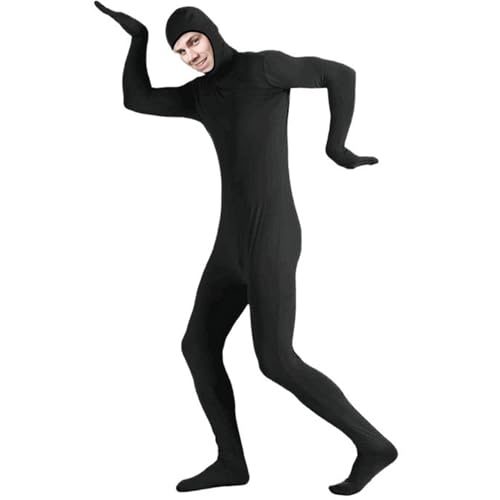 Yeory Schwarzes Kostüm, Ganzkörper schwarzer Morphenanzug mit offenem Gesicht, Bodysuit für Erwachsene l, dehnbares Halloween -Kostüm von Yeory