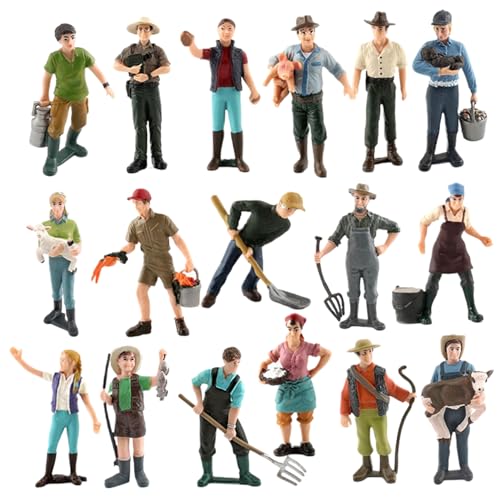 Yeory Sitzende stehende Pose -Menschen Figuren, 17 Stile lebensechte Miniaturfiguren, Plastik kleines bemalte Modell Menschen Passanger -Figuren Mini -Figuren von Yeory