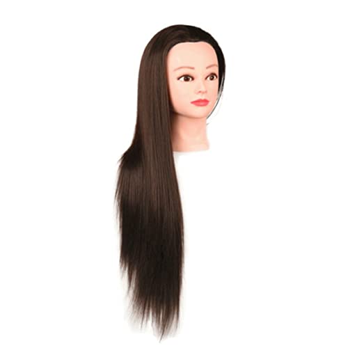 Yeory Styling Head 24.80 -Zoll Haarsimulation Synthetische Faser Schaufensterpuppe mit Haartraining Kopf für Make -up -Friseur Schmuck Darstellung Dunkelbraun, Styling Kopf von Yeory