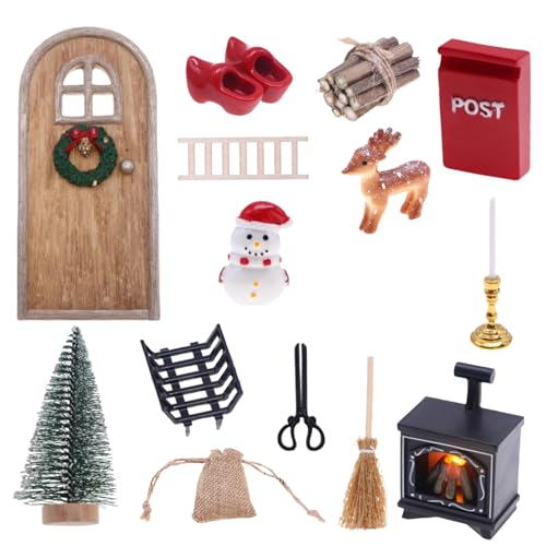 Yeory Weihnachts -Miniatur -Ornament -Kits, 1:12 Puppenhaus dekorative Miniatur -Szene, Mini -Weihnachts -Figuren, Weihnachtsdekor für Zuhause von Yeory