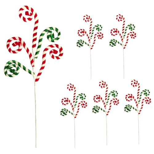 Yeory Weihnachtsbaum -Picks, 6pcs Candy Cane Ornament, 20 Zoll Höhe Süßigkeiten Curly Pick, lockige Pickel Lollipop Style A, Weihnachtsbaumtopper für Zuhause von Yeory