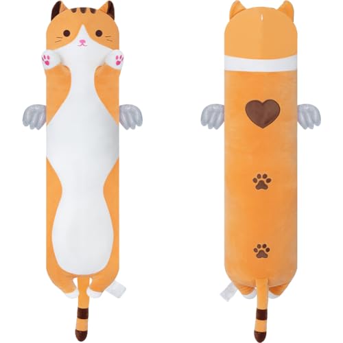 Yeqivo 2025 Neue Katze Kuscheltier Kawaii Katzen Plüschkissen Stofftiere Langes Katzen Plüschkissen niedliches Cat Plüsch Tier Körperkissen Kinder Plüschtier (Gleb,110CM) von Yeqivo