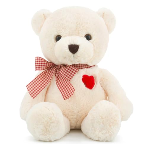 Yeqivo Kleiner Teddybär Netter Teddybär Gefüllte Tiere Teddybär Plüsch Spielzeug für Mädchen Freundin, Teddybär Puppe Geschenke für Valentinstag Weihnachten (Weiß, 35cm/13.7inch) von Yeqivo