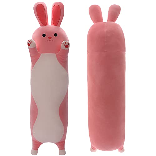 Yeqivo Kuscheltier Kawaii Kaninchen Plüschkissen Stofftiere Langes Rosa Kaninchen Plüschkissen niedliches Rabbit Plüsch Tier Körperkissen Kinder Plüschtier (Kaninchen,50CM) von Yeqivo