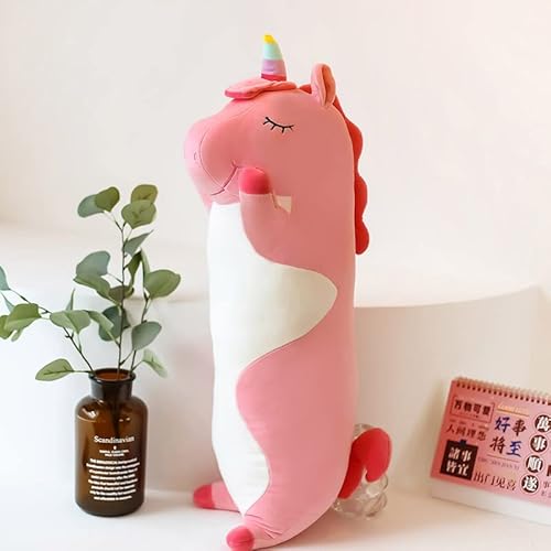 Yeqivo Kuscheltier Kawaii Einhorn Plüschkissen Stofftiere Langes Rosa Einhorn Plüschkissen niedliches Unicorn Plüsch Tier Körperkissen Kinder Plüschtier (Einhorn,70CM) von Yeqivo