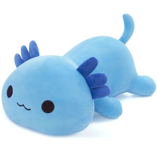 Yeqivo Nettes Axolotl Plüsch, weiches gefülltes Tier Salamander Plüsch Kissen, Kawaii Plüsch Spielzeug für Kinder (Blau Axolotl,50CM) von Yeqivo