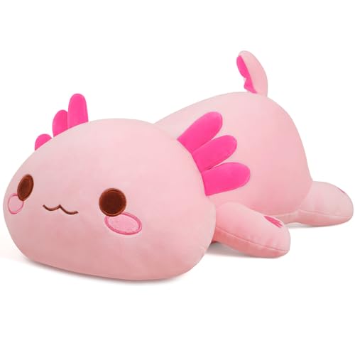 Yeqivo Nettes Axolotl Plüsch, weiches gefülltes Tier Salamander Plüsch Kissen, Kawaii Plüsch Spielzeug für Kinder (Rosa Axolotl,30CM) von Yeqivo