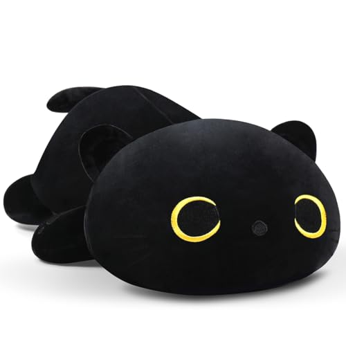 Yeqivo Nettes Katze Plüsch, weiches gefülltes Tier Salamander Plüsch Kissen, Kawaii Plüsch Spielzeug für Kinder (Gelbe Augen,30CM) von Yeqivo